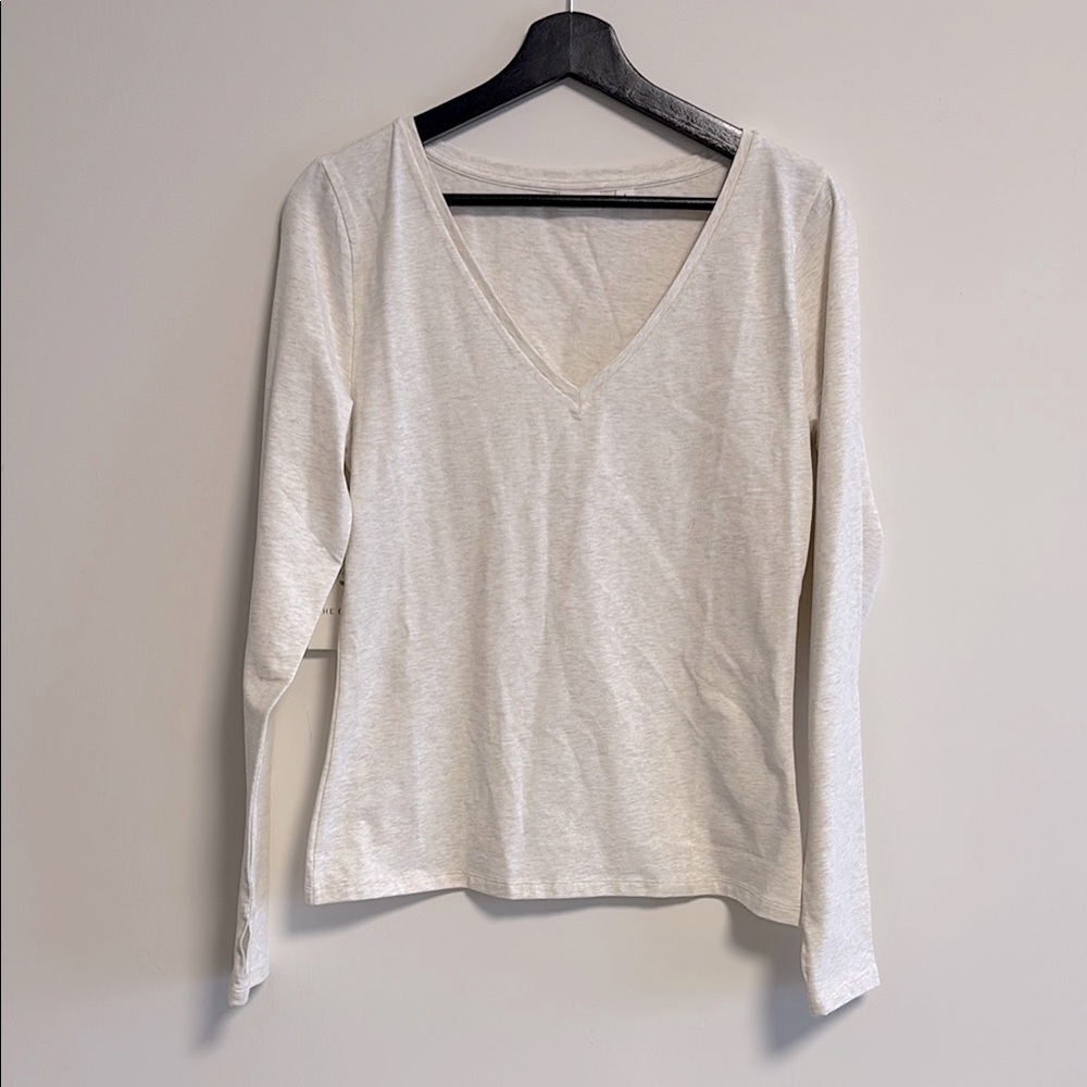 Aritzia group by babaton destination Heather oatmeal cotton top sz l large new
